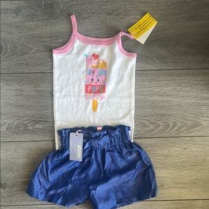 White and Pink Popsicle Tank Top and Shorts Set